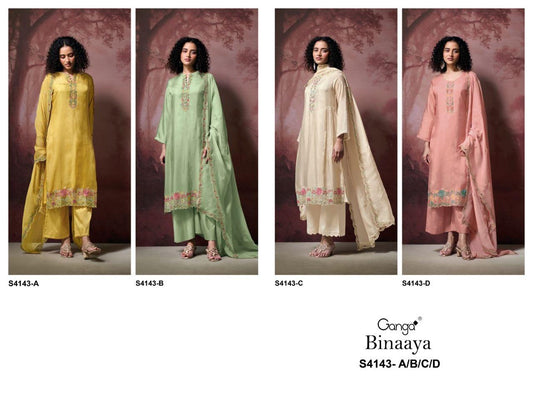 Binaaya 4143 Ganga Pure Bemberg Plazzo Style Suits Wholesaler Gujarat