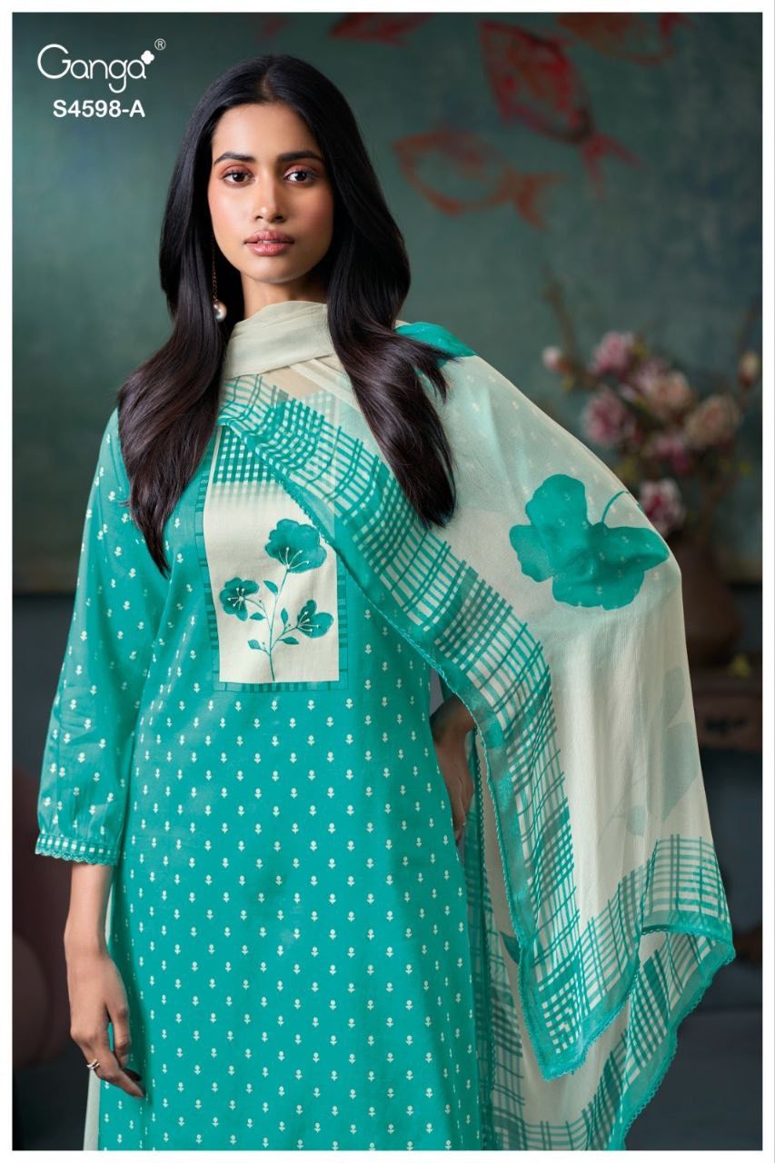 Binal 4598 Ganga Cotton Satin Plazzo Style Suits Supplier Ahmedabad