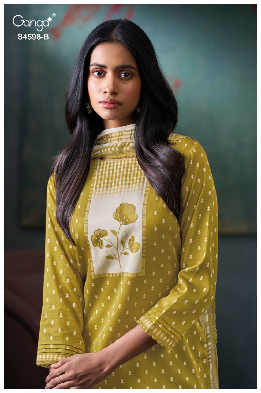 Binal 4598 Ganga Cotton Satin Plazzo Style Suits Supplier Ahmedabad