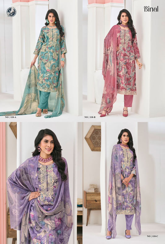 Binal Vivek Satin Pant Style Suits Exporter Gujarat