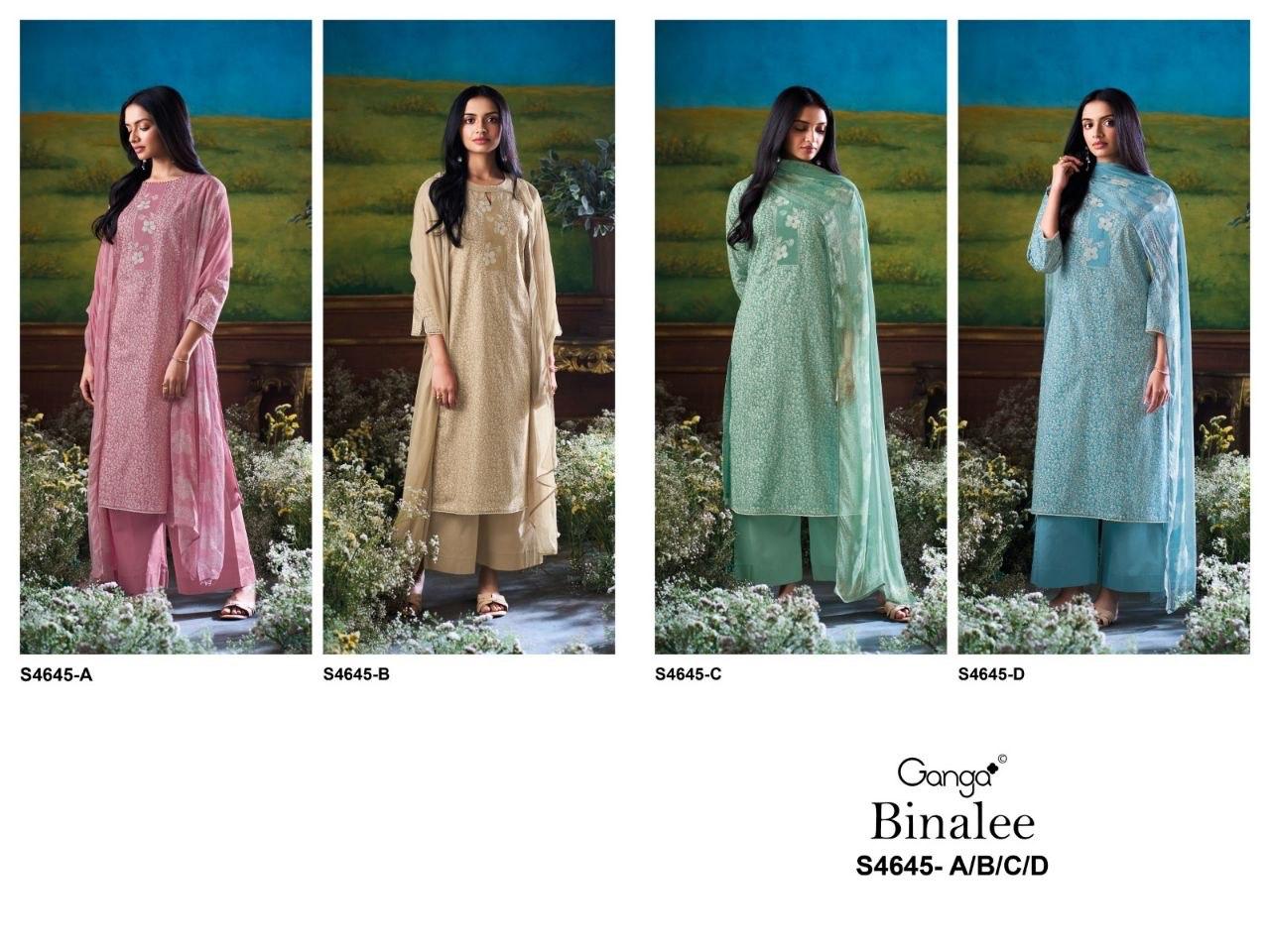 Binalee 4645 Ganga Cotton Plazzo Style Suits Wholesale Price