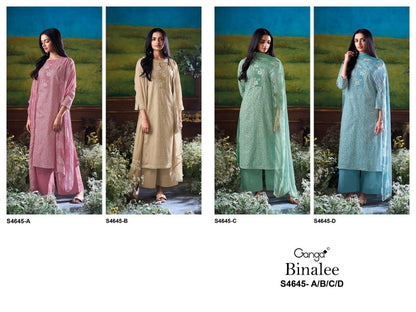 Binalee 4645 Ganga Cotton Plazzo Style Suits Wholesale Price