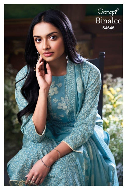 Binalee 4645 Ganga Cotton Plazzo Style Suits Wholesale Price