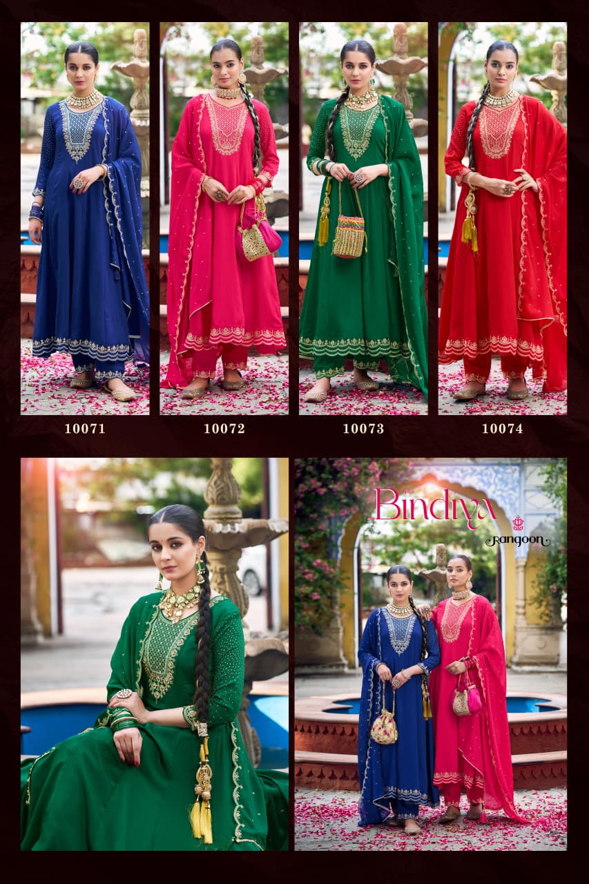 Bindiya Rangoon Chinon Silk Readymade Anarkali Suits Wholesaler Ahmedabad