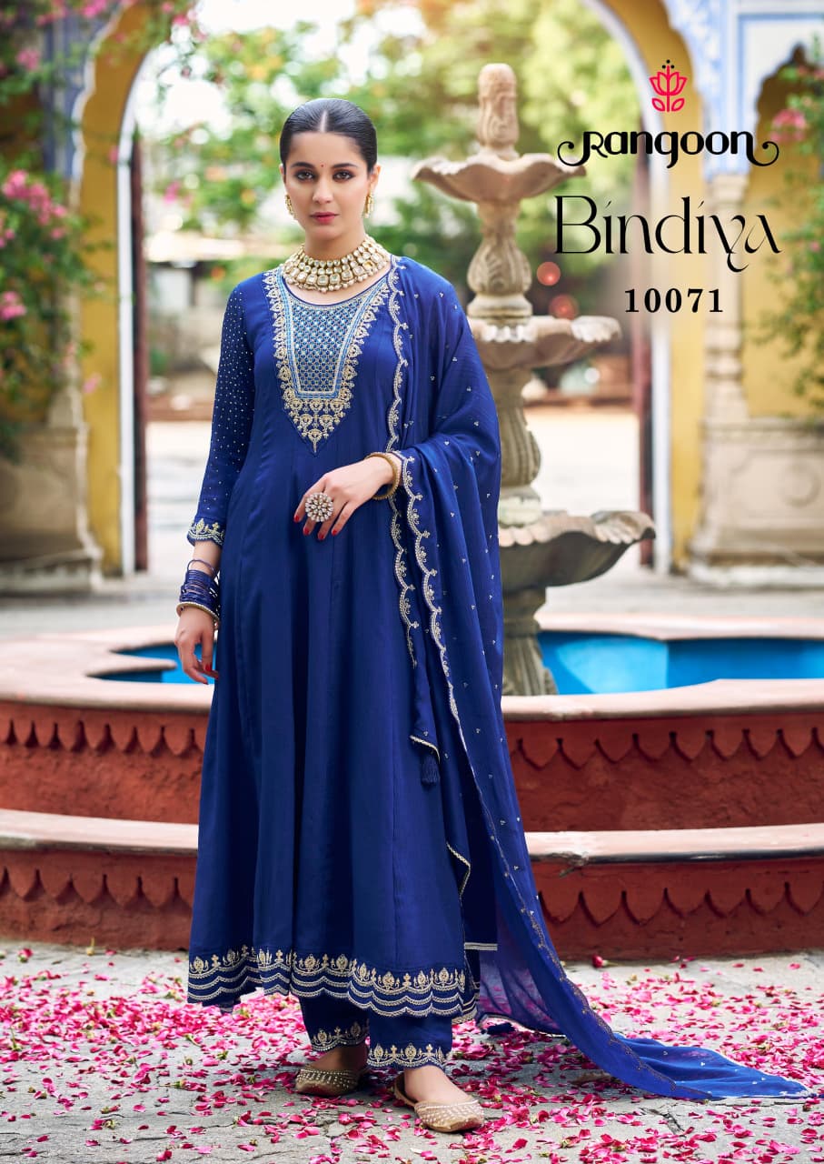 Bindiya Rangoon Chinon Silk Readymade Anarkali Suits Wholesaler Ahmedabad