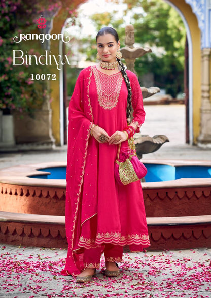 Bindiya Rangoon Chinon Silk Readymade Anarkali Suits Wholesaler Ahmedabad