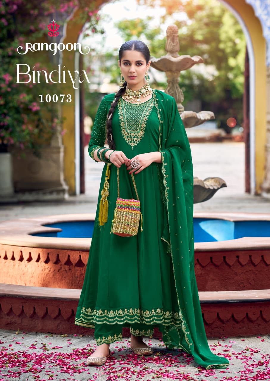 Bindiya Rangoon Chinon Silk Readymade Anarkali Suits Wholesaler Ahmedabad