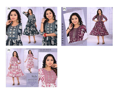 Bindiya Vol 1 Pt Vertical Anarkali Kurtis Exporter Ahmedabad