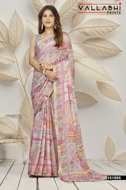 Bindiya Vol 2 Vallabhi Prints Dull Moss Sarees Supplier Ahmedabad