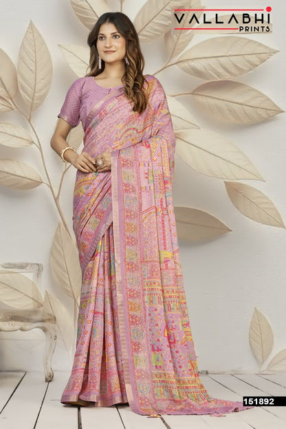Bindiya Vol 2 Vallabhi Prints Dull Moss Sarees Supplier Ahmedabad