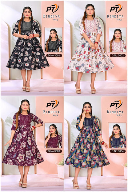 Bindiya Vol 3 Pt Vertican Anarkali Kurtis Exporter
