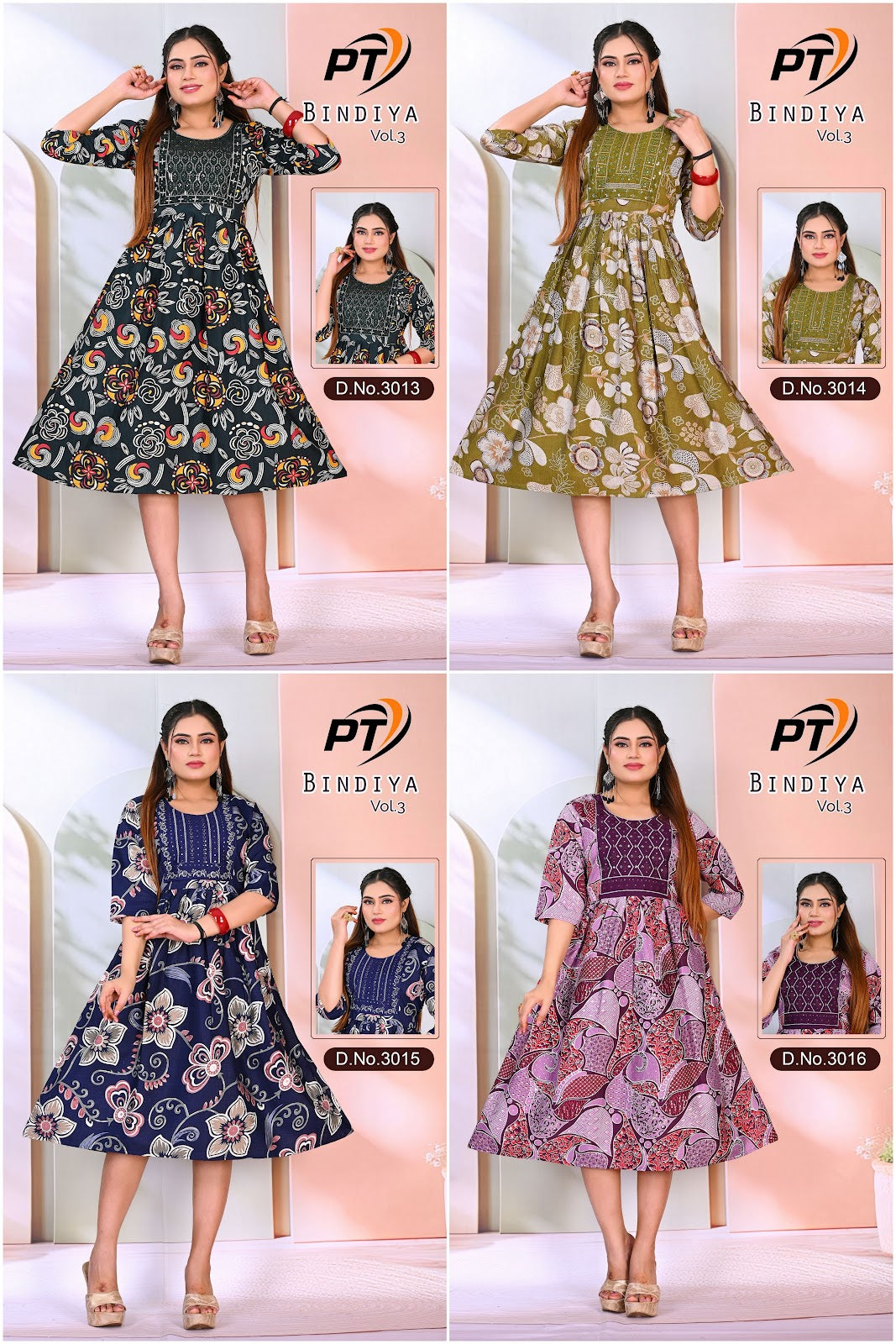 Bindiya Vol 3 Pt Vertican Anarkali Kurtis Exporter