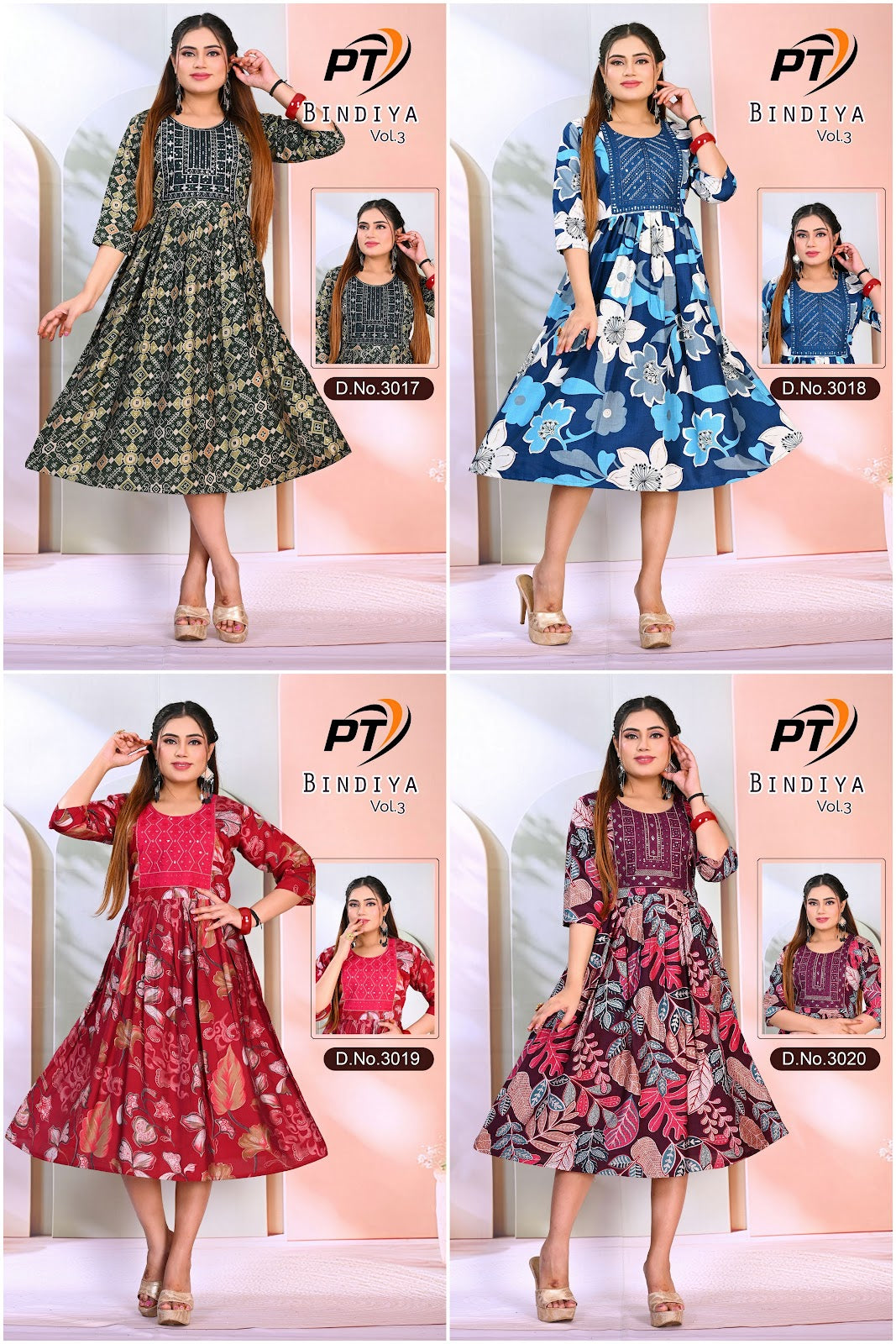 Bindiya Vol 3 Pt Vertican Anarkali Kurtis Exporter