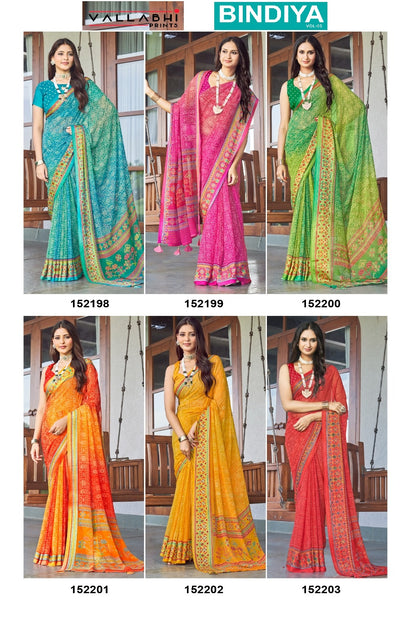 Bindiya Vol 5 Vallabhi Prints Moss Sarees Exporter Ahmedabad
