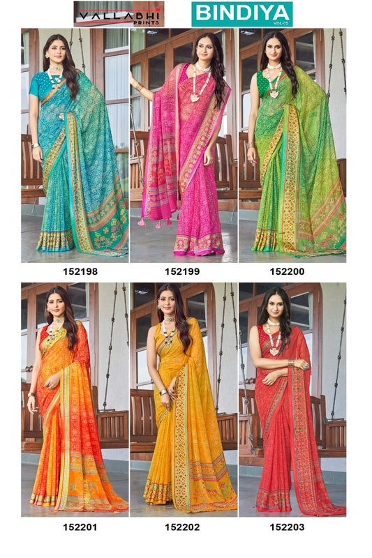 Bindiya Vol 5 Vallabhi Prints Moss Sarees Exporter Ahmedabad