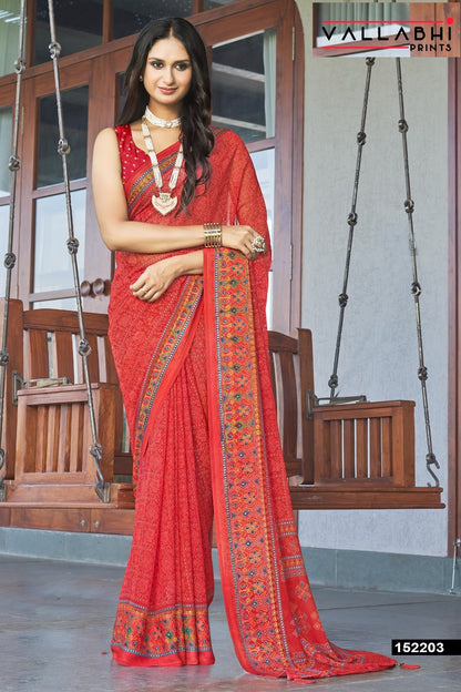 Bindiya Vol 5 Vallabhi Prints Moss Sarees Exporter Ahmedabad
