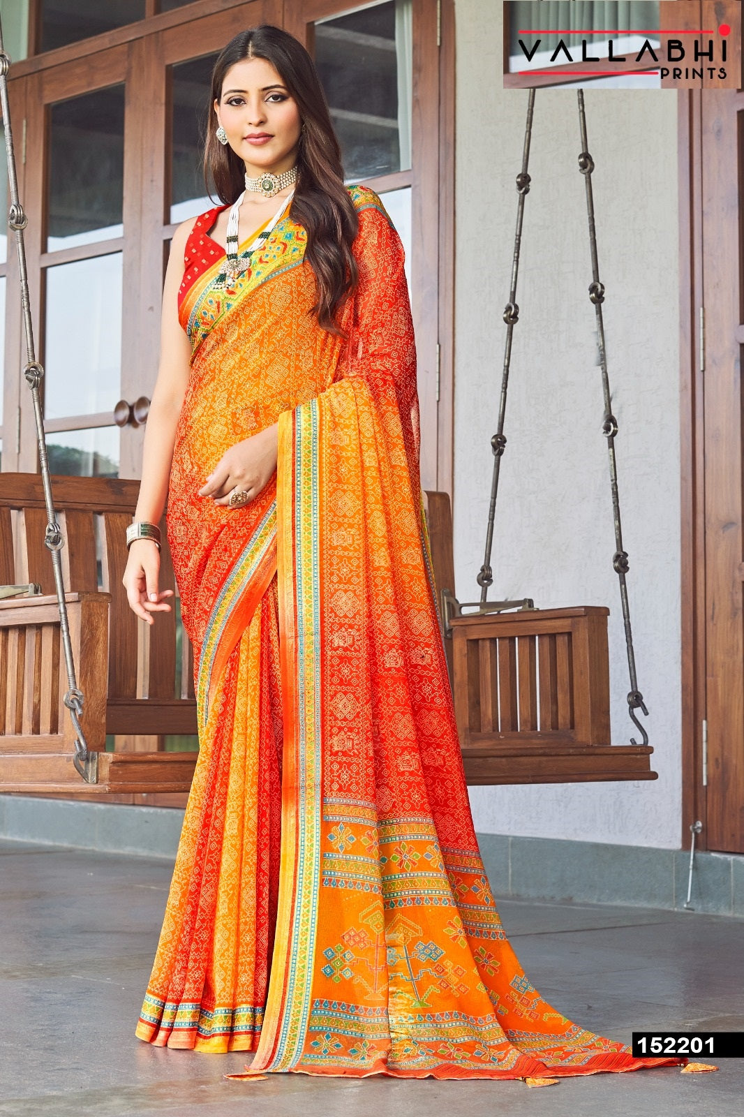 Bindiya Vol 5 Vallabhi Prints Moss Sarees Exporter Ahmedabad