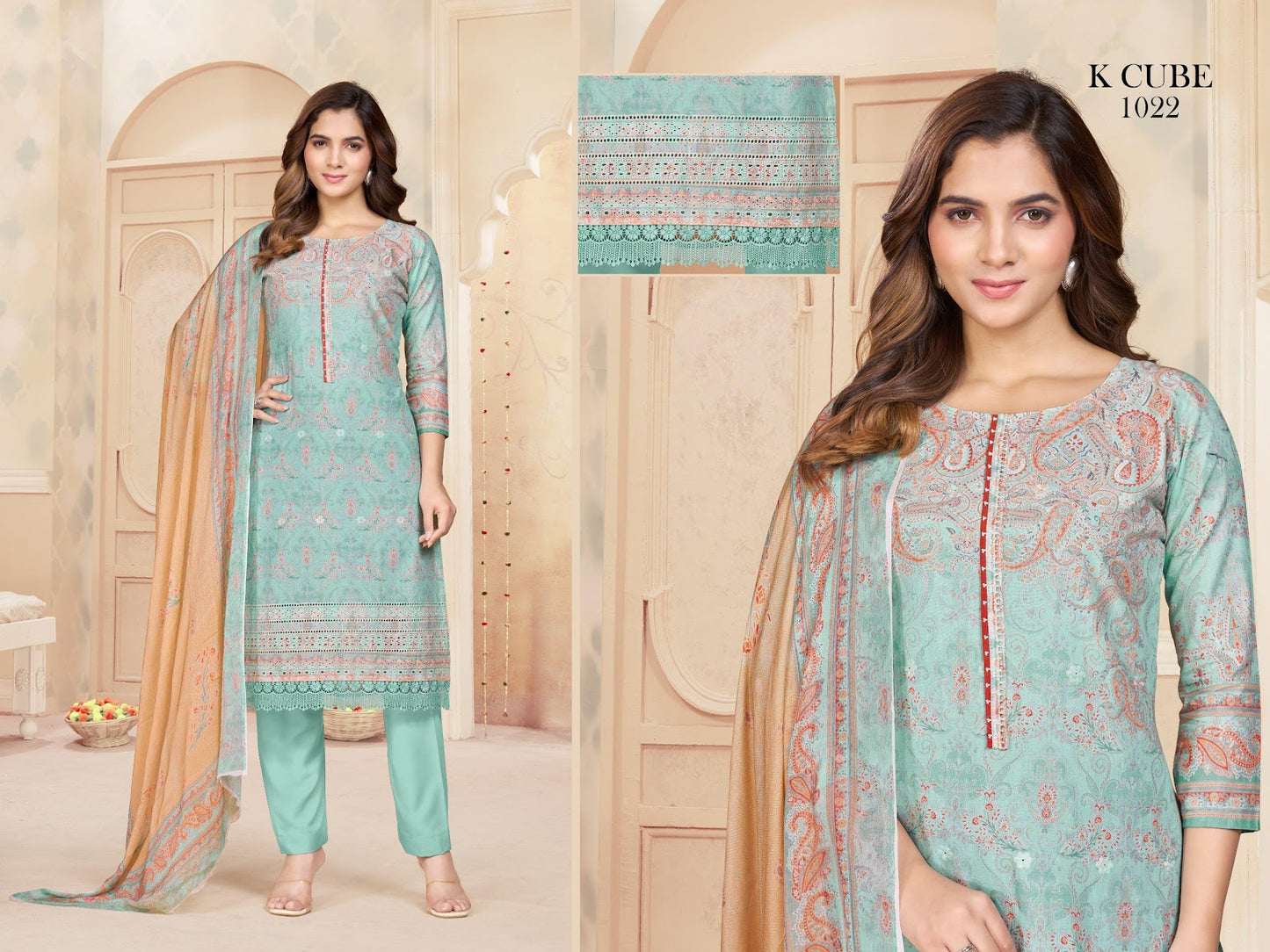 Bindu 1022 K Cube Cotton Pant Style Suits Manufacturer India