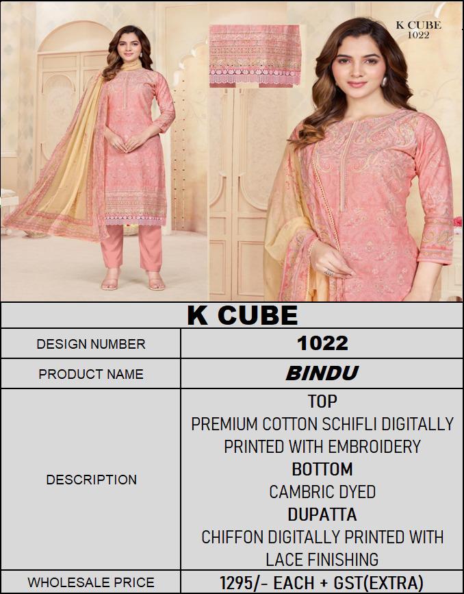 Bindu 1022 K Cube Cotton Pant Style Suits Manufacturer India