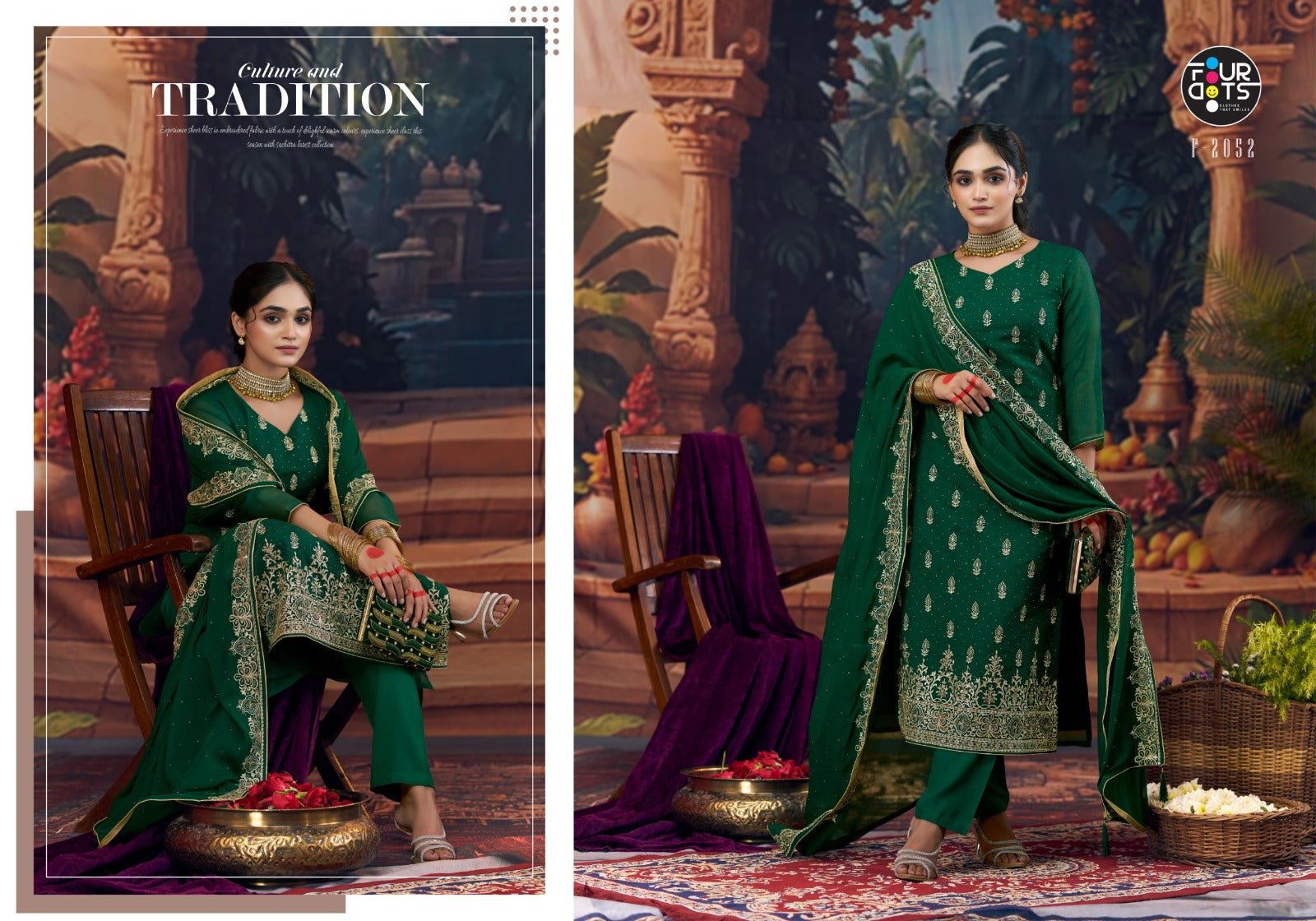 Bindu Four Dots Organza Pant Style Suits Wholesale Price