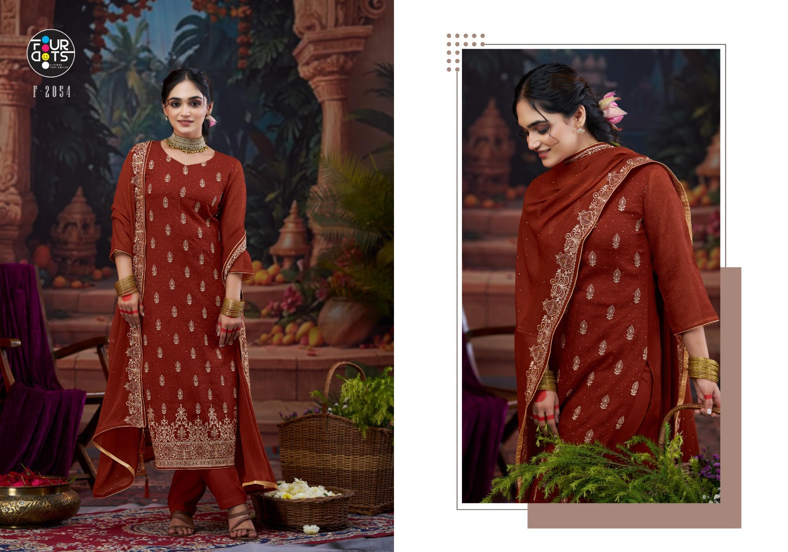 Bindu Four Dots Organza Pant Style Suits Wholesale Price