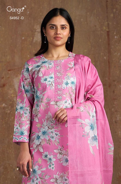 Binita S4952 Ganga Cotton Plazzo Style Suits Exporter Gujarat