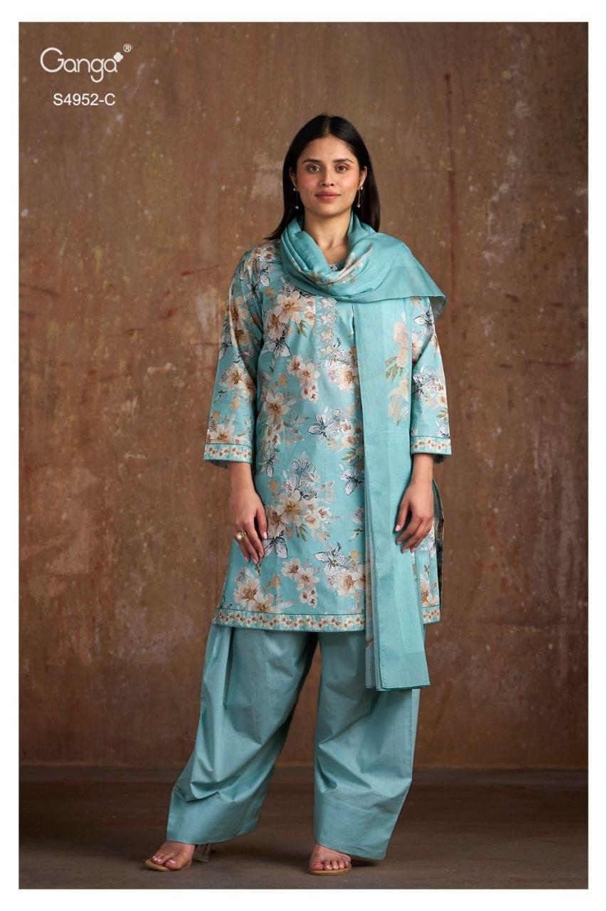 Binita S4952 Ganga Cotton Plazzo Style Suits Exporter Gujarat