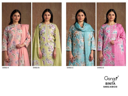 Binita S4952 Ganga Cotton Plazzo Style Suits Exporter Gujarat