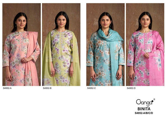 Binita S4952 Ganga Cotton Plazzo Style Suits Exporter Gujarat