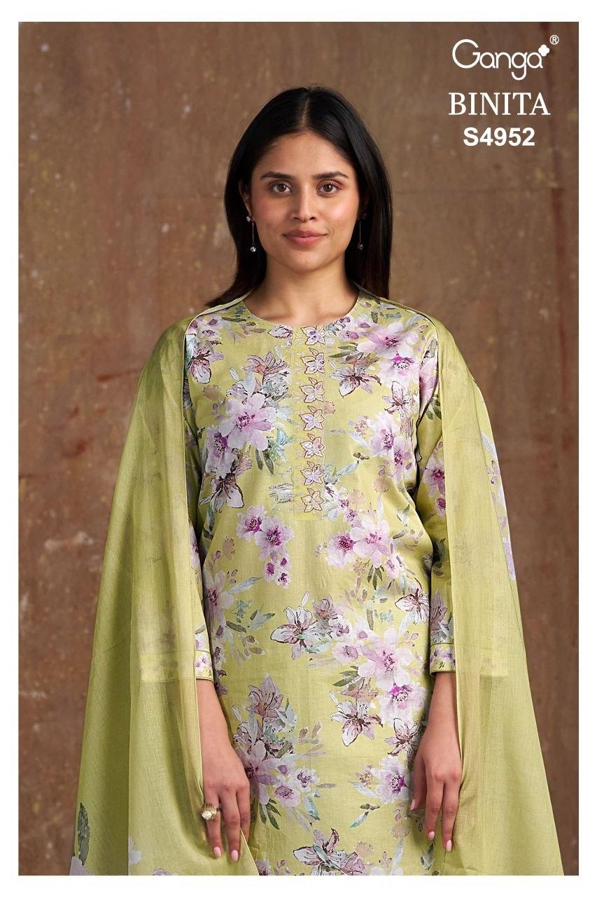 Binita S4952 Ganga Cotton Plazzo Style Suits Exporter Gujarat