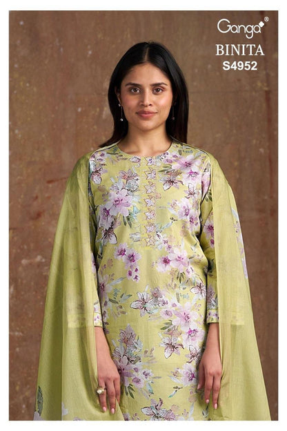 Binita S4952 Ganga Cotton Plazzo Style Suits Exporter Gujarat