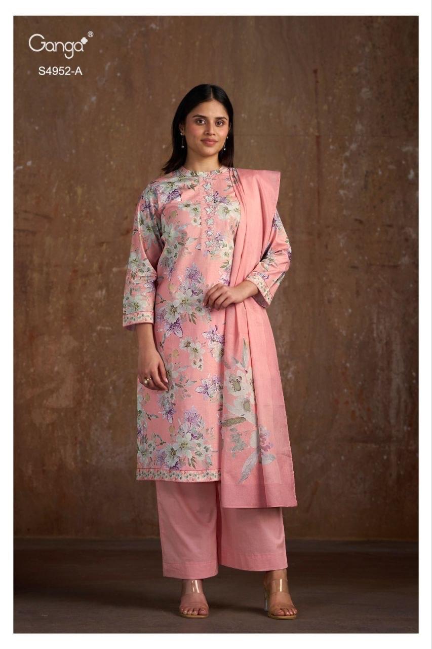 Binita S4952 Ganga Cotton Plazzo Style Suits Exporter Gujarat