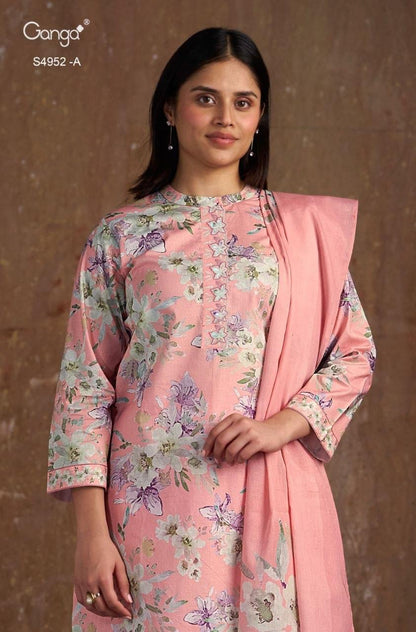 Binita S4952 Ganga Cotton Plazzo Style Suits Exporter Gujarat