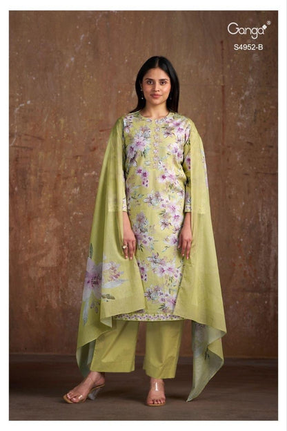 Binita S4952 Ganga Cotton Plazzo Style Suits Exporter Gujarat