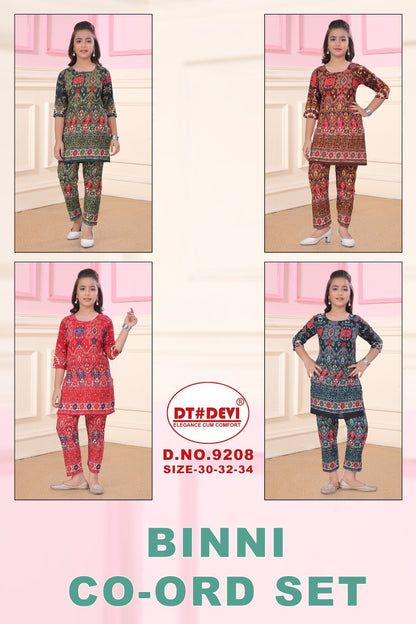 Binni Dn 9208 Dt Devi Rayon Girls Co Ord Set Exporter India