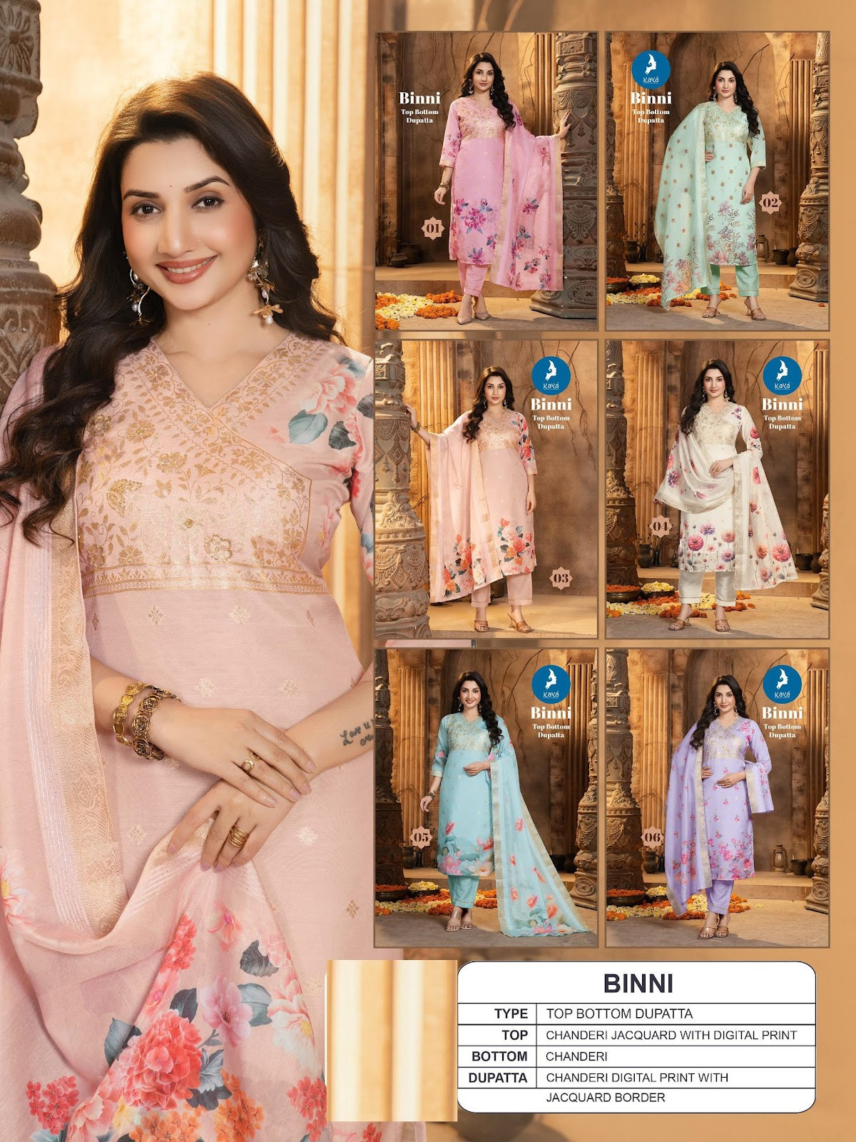 Binni Kaya Chanderi Readymade Pant Style Suits Wholesaler Ahmedabad