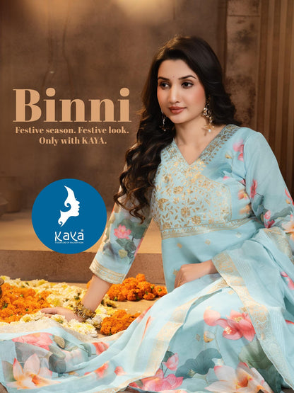Binni Kaya Chanderi Readymade Pant Style Suits Wholesaler Ahmedabad