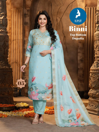 Binni Kaya Chanderi Readymade Pant Style Suits Wholesaler Ahmedabad