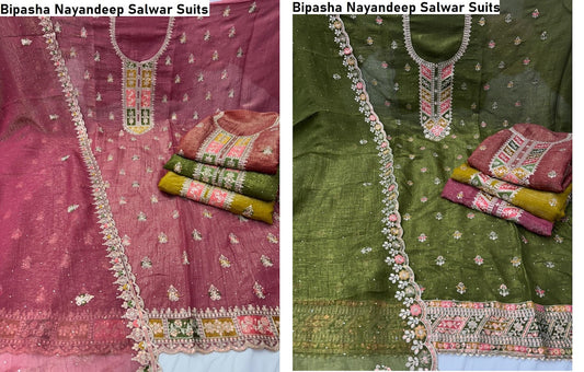 Bipasha Nayandeep Crunchy Silk Salwar Suits Manufacturer