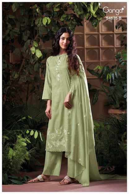 Bireva S4676 Ganga Bemberg Plazzo Style Suits Wholesale Price