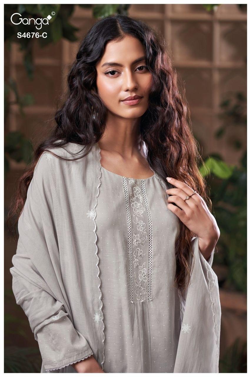 Bireva S4676 Ganga Bemberg Plazzo Style Suits Wholesale Price