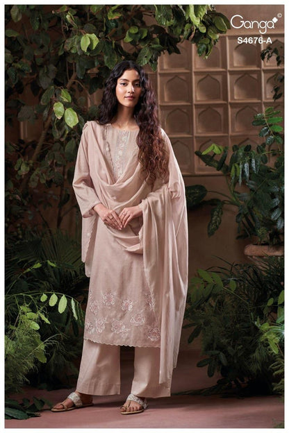 Bireva S4676 Ganga Bemberg Plazzo Style Suits Wholesale Price