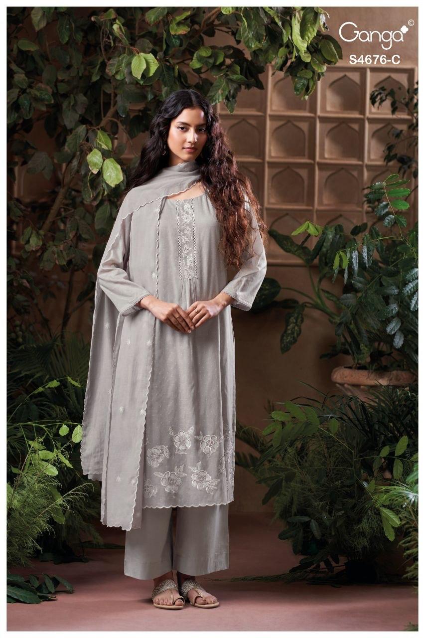Bireva S4676 Ganga Bemberg Plazzo Style Suits Wholesale Price