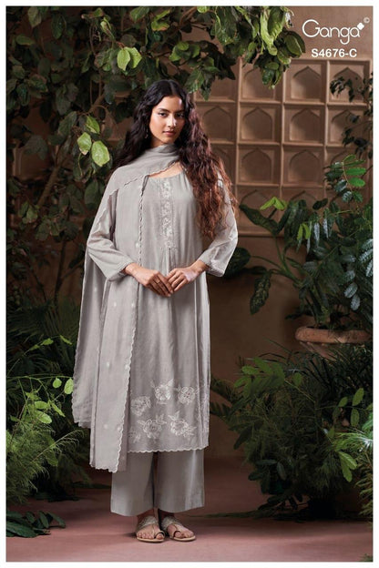 Bireva S4676 Ganga Bemberg Plazzo Style Suits Wholesale Price