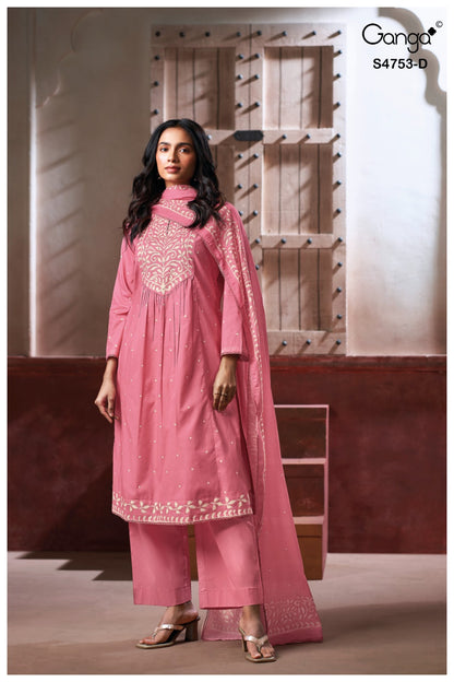 Bireya 4753 Ganga Cotton Plazzo Style Suits Wholesaler India