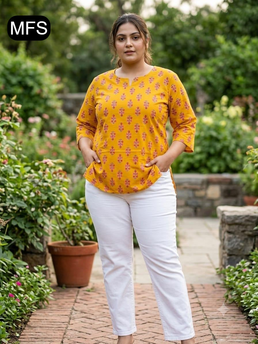 Bis Size 080726 Mfs Cotton Short Kurtis Exporter