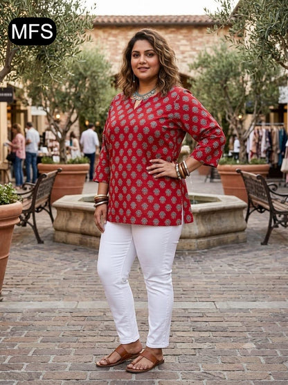 Bis Size 080726 Mfs Cotton Short Kurtis Exporter