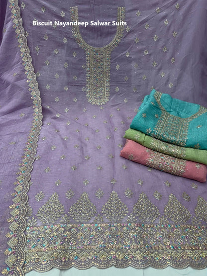 Biscuit Nayandeep Silk Salwar Suits Wholesale