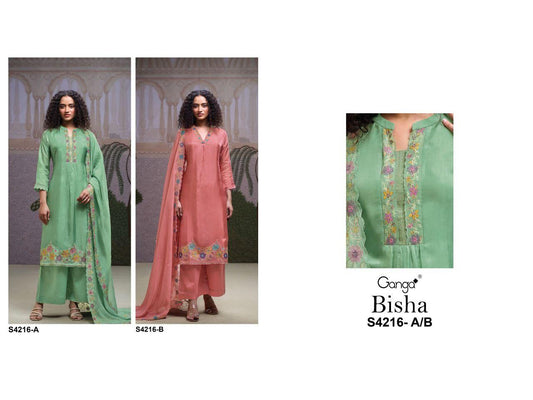 Bisha 4216 Ganga Pure Bemberg Pant Style Suits Manufacturer Ahmedabad