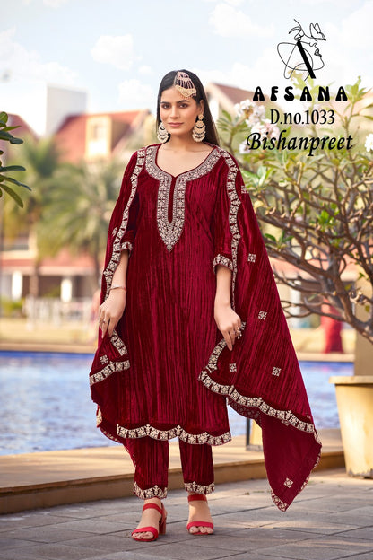 Bishanpreet 1033 Afsana Crush Readymade Velvet Suits Supplier India